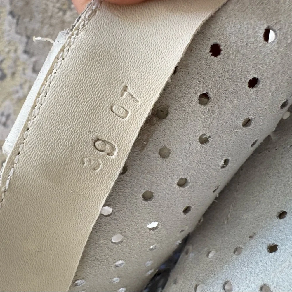 White Perforated Leather Western Boots Stacked Heel - Picture 9 of 16
